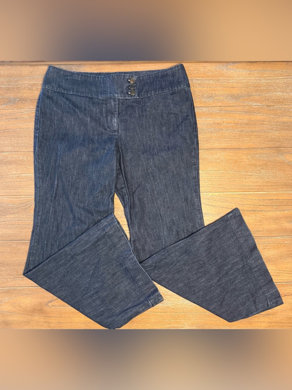 New York & Company Dark Blue Wide Leg Jeans #5